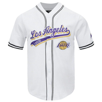 Los Angeles Lakers - NBA Script Tail Men's Mesh Button Down Shirt - Mann