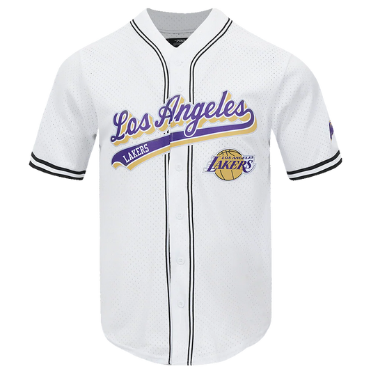 Los Angeles Lakers - NBA Script Tail Men's Mesh Button Down Shirt - Mann