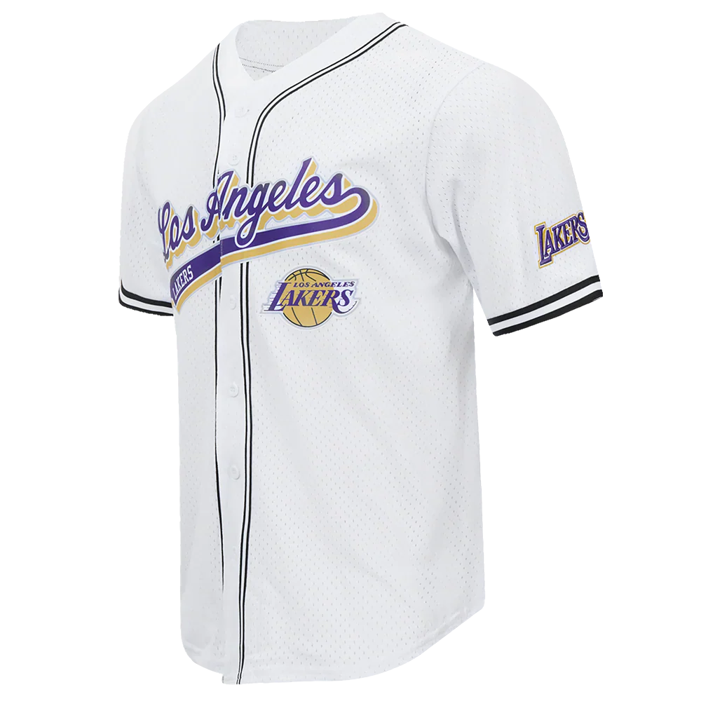 Los Angeles Lakers - NBA Script Tail Men's Mesh Button Down Shirt - Mann