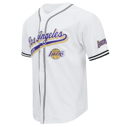 Los Angeles Lakers - NBA Script Tail Men's Mesh Button Down Shirt - Mann