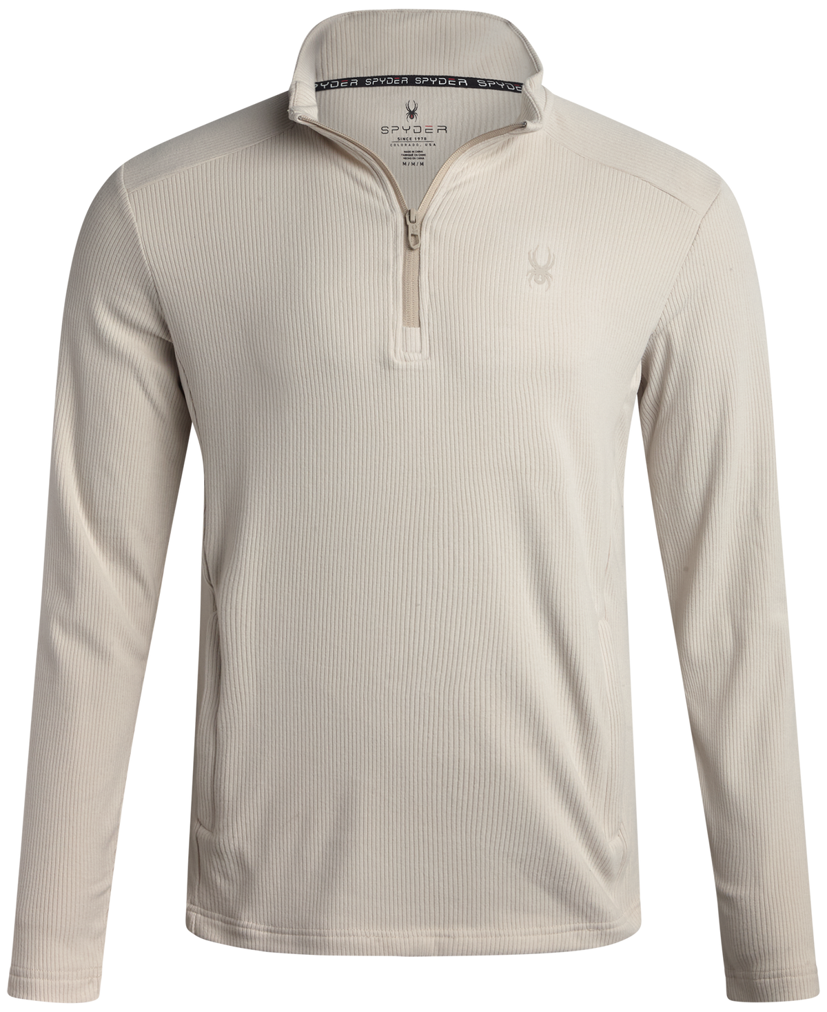 Size XL Spyder Corduroy Double Knit Quarter Zip - Bone
