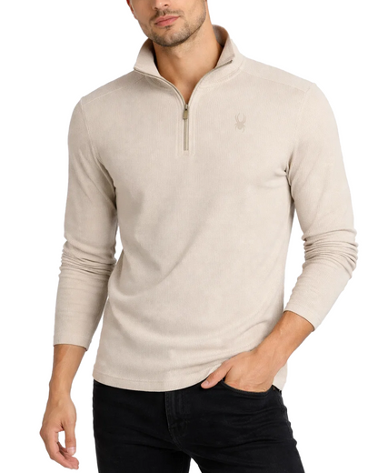 Size XL Spyder Corduroy Double Knit Quarter Zip - Bone