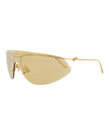 Bottega Veneta Shield-Frame Metal Sunglasses 'Gold'