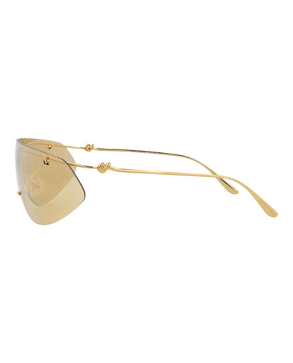 Bottega Veneta Shield-Frame Metal Sunglasses 'Gold'