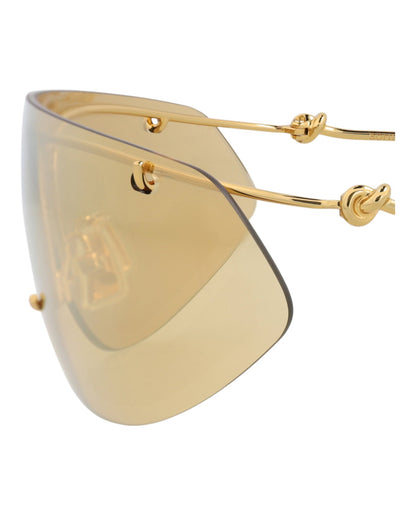 Bottega Veneta Shield-Frame Metal Sunglasses 'Gold'