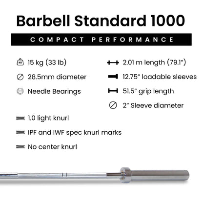 Barbell Standard - Barbell 1000 Compact Barbell Weight Sets - Mann