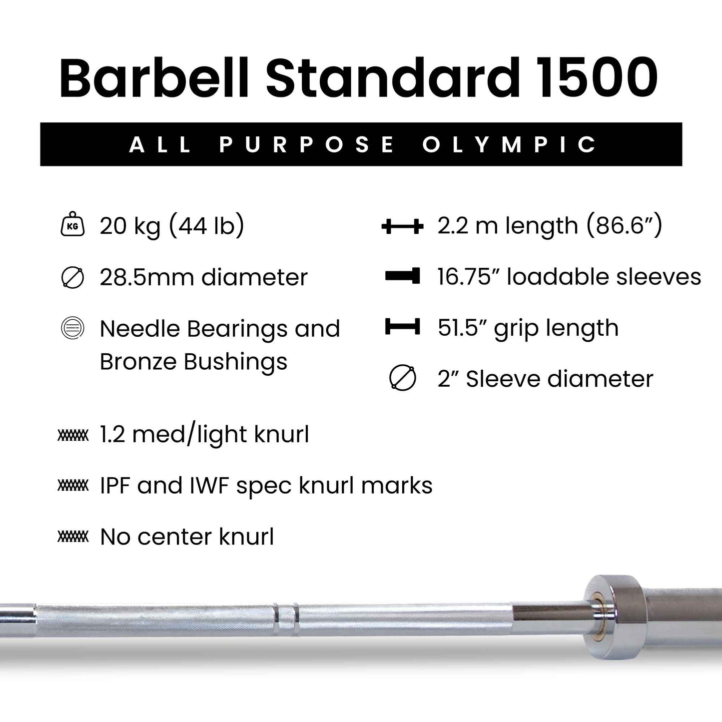 Barbell Standard - Barbell 1500 Olympic Barbell - Mann