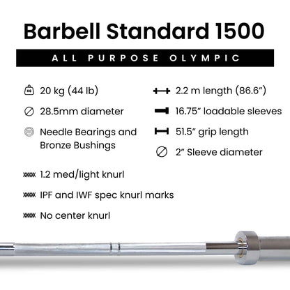 Barbell Standard - Barbell 1500 Olympic Barbell - Mann
