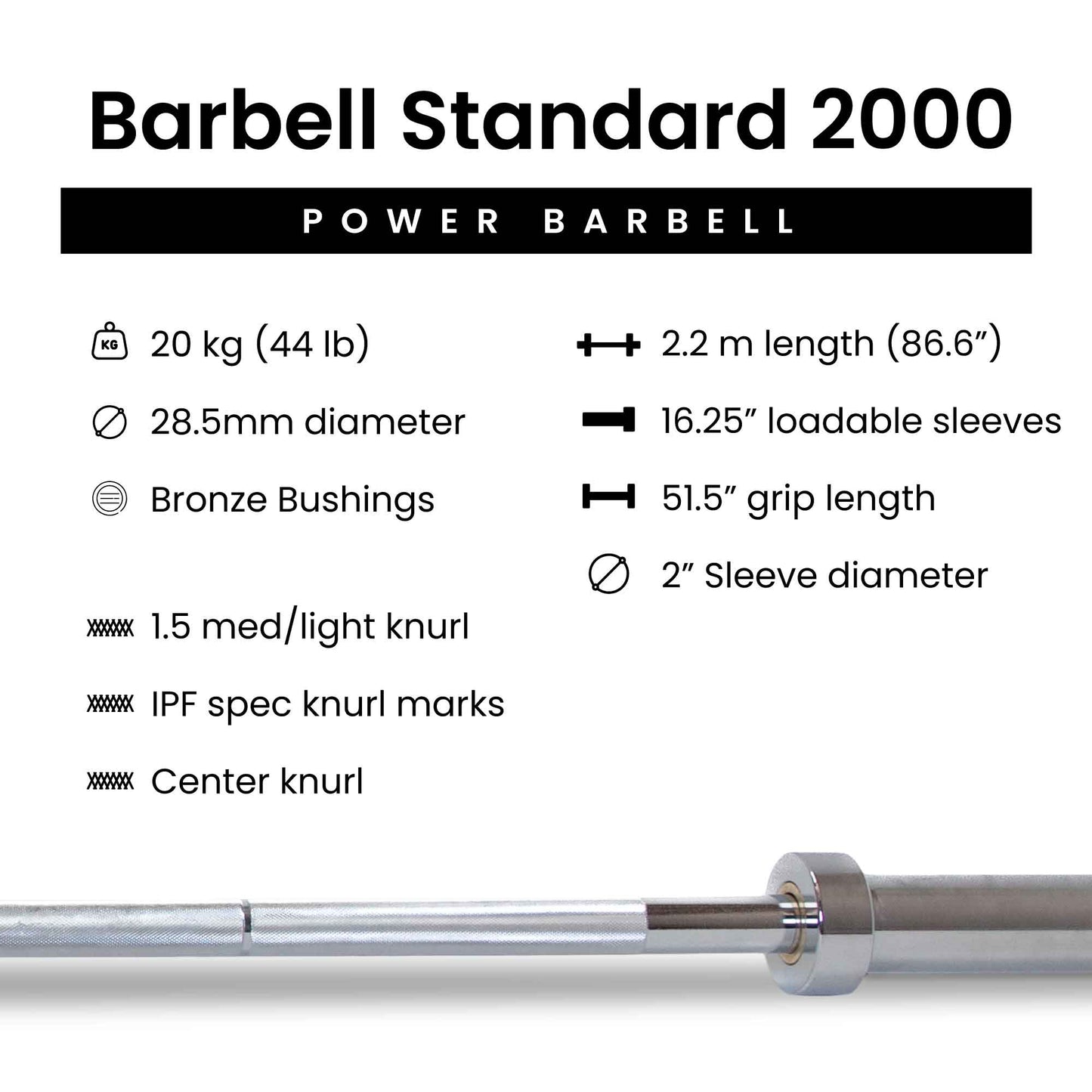 Barbell Standard - Barbell 2000 Power Barbell Weight Sets - Mann