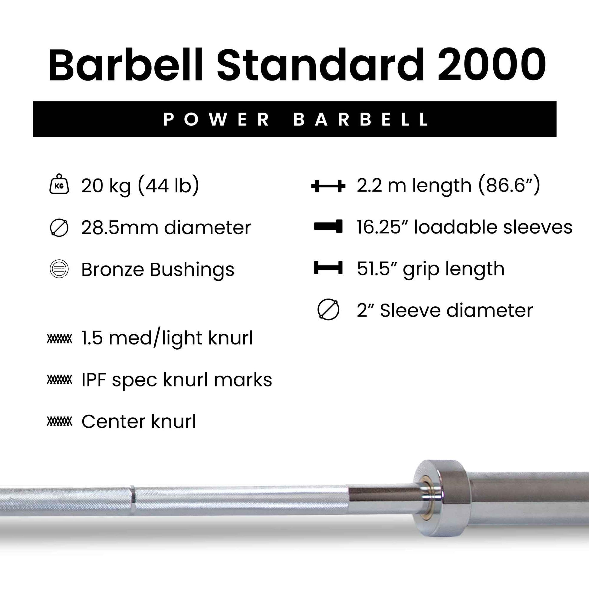 Barbell Standard - Barbell 2000 Power Barbell - Mann