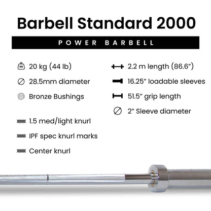 Barbell Standard - Barbell 2000 Power Barbell - Mann