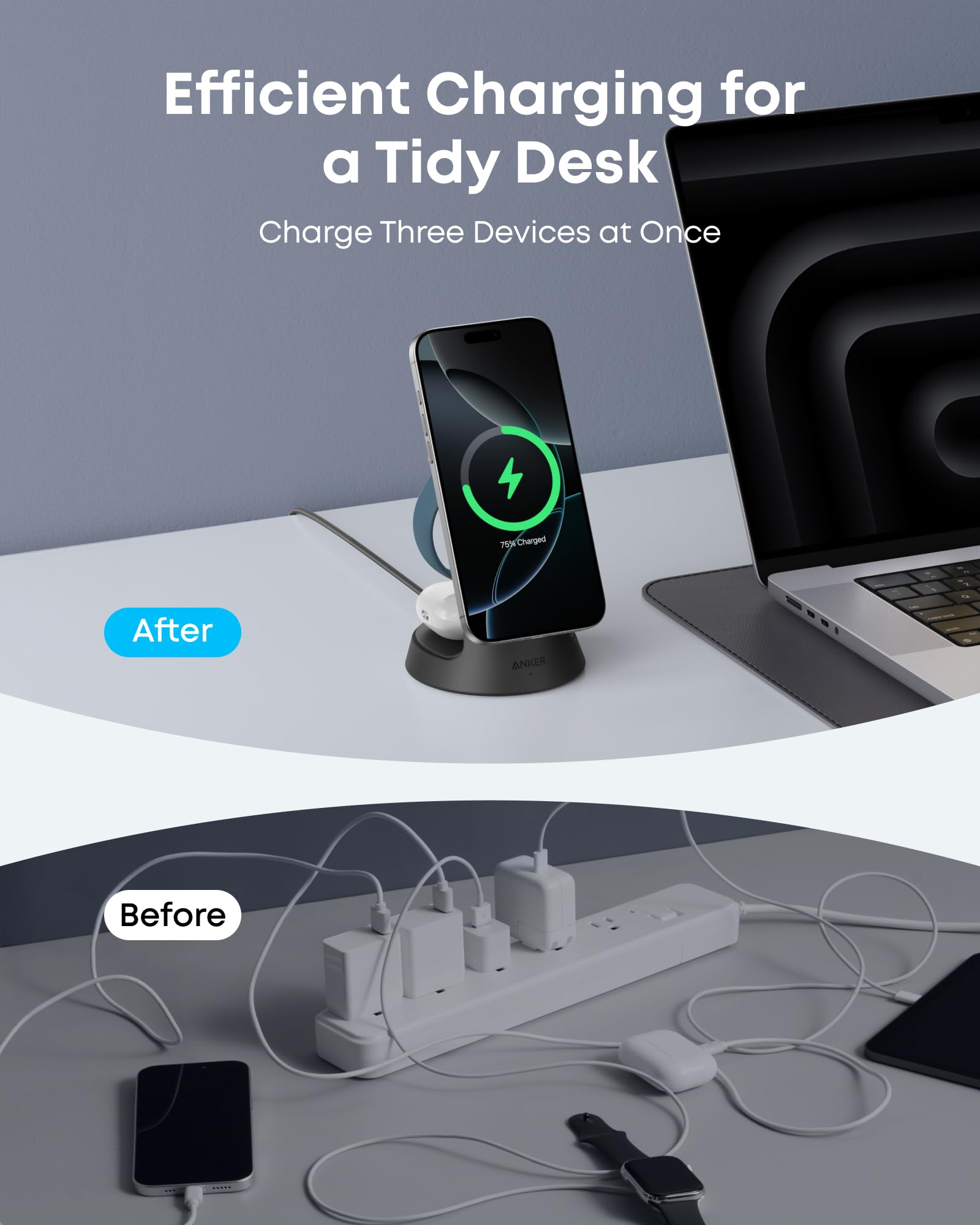 Anker MagGo Wireless Charging Station (3-in-1, Dock Stand) - Mann