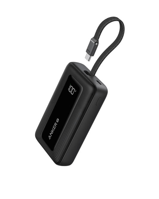 Anker Zolo Power Bank (10K, 30W) with a 5.4-inch (13.7 cm) built-in USB-C cable. - Mann