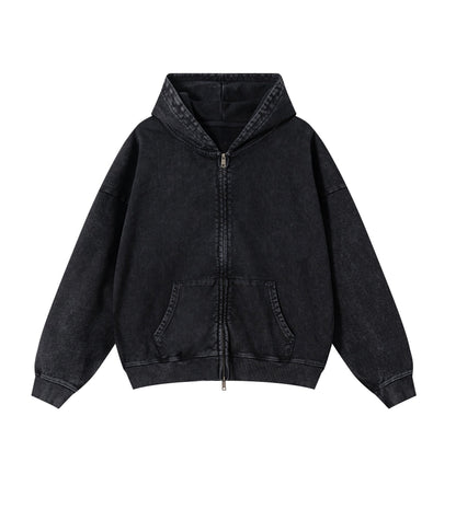 UNDEVELOPED Noir Vintage Wash Zip Hoodie