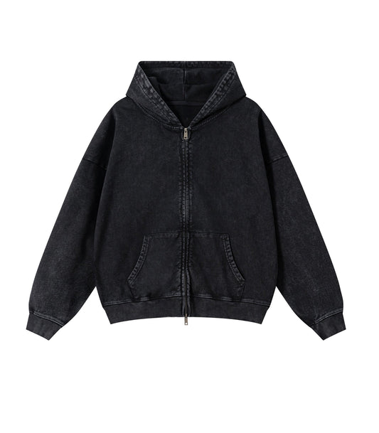 UNDEVELOPED Noir Vintage Wash Zip Hoodie