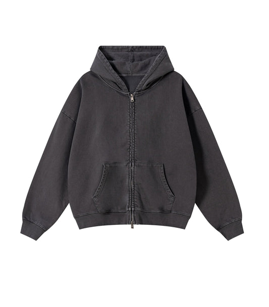 UNDEVELOPED Grey Vintage Wash Zip Hoodie