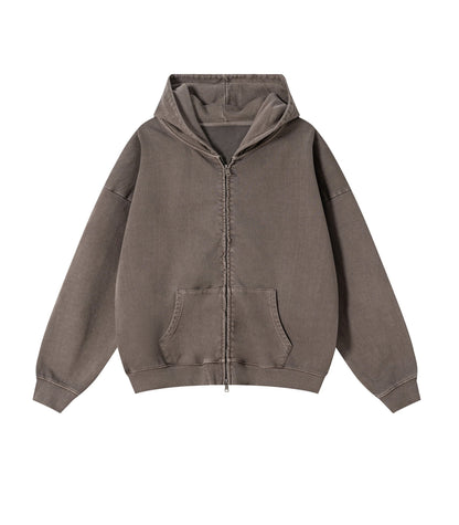UNDEVELOPED Brown Vintage Wash Zip Hoodie