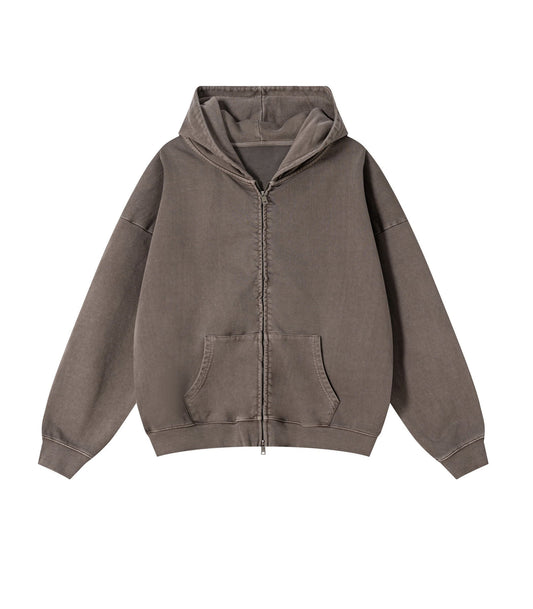 UNDEVELOPED Brown Vintage Wash Zip Hoodie