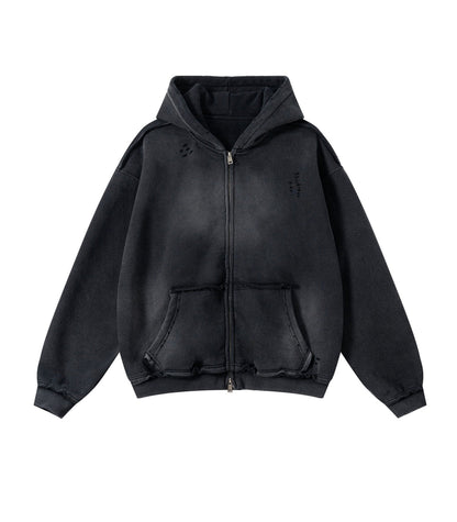 UNDEVELOPED Noir Distressed Zip Hoodie