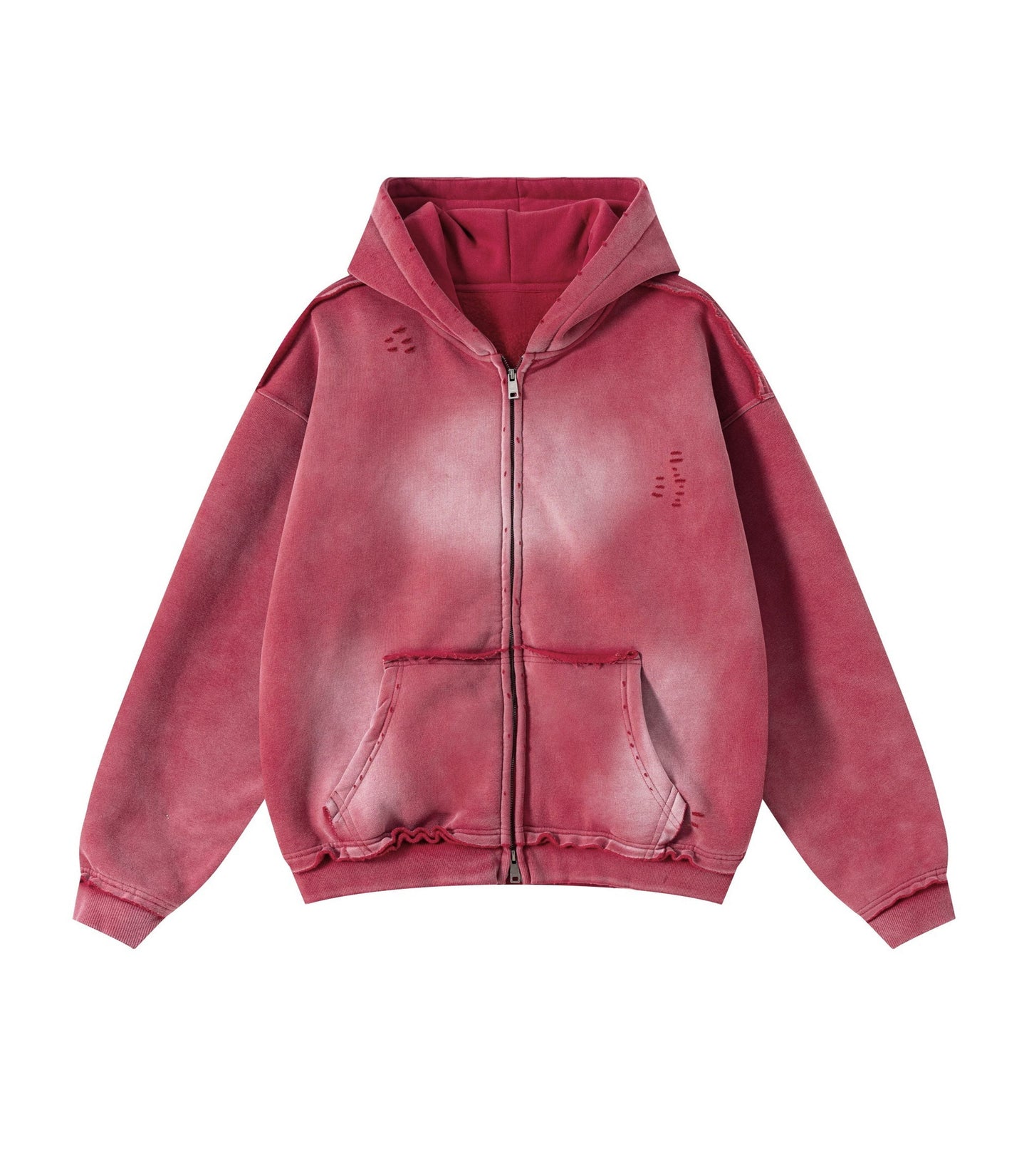 UNDEVELOPED Rose Distressed Zip Hoodie
