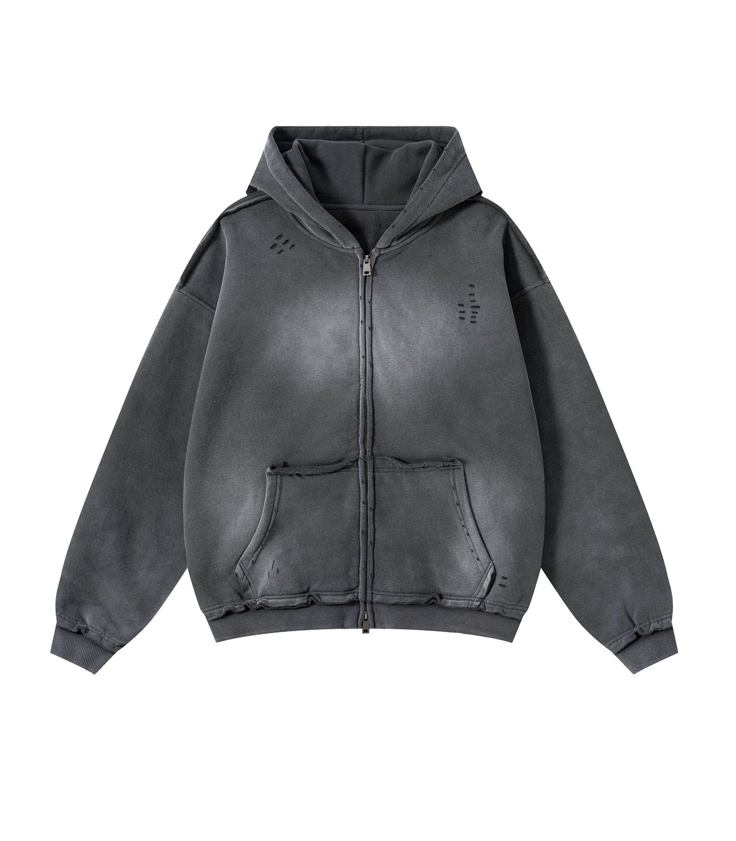UNDEVELOPED Charcoal Distressed Zip Hoodie