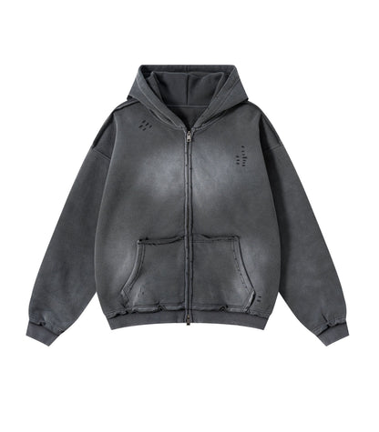 UNDEVELOPED Charcoal Distressed Zip Hoodie