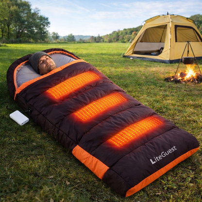 LITEGUEST Winter Heated Single Sleeping Bag – USB Warmth for Camping - Mann
