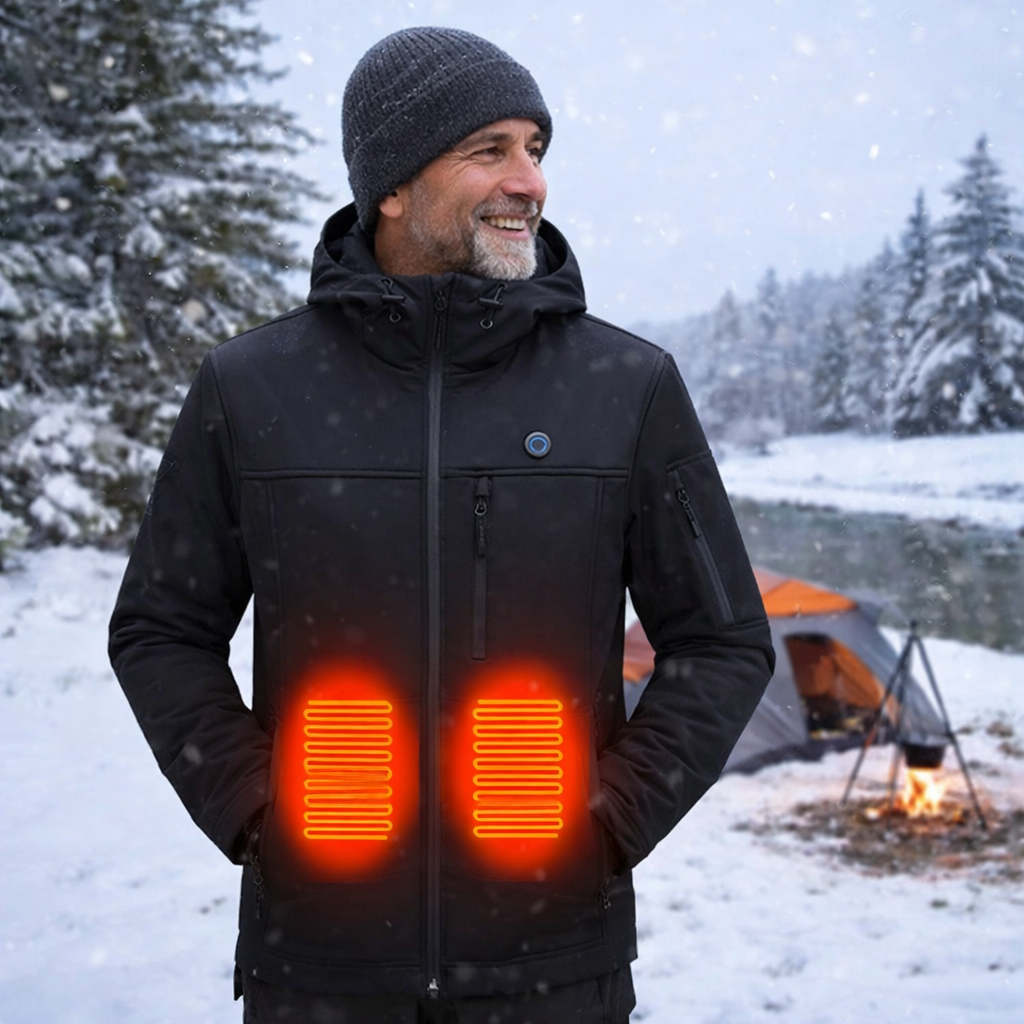 LITEGUEST 10-Zone Softshell Heated Jacket – USB Winter Jacket - Mann