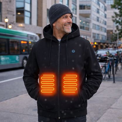 LITEGUEST 5-Zone USB Heated Hoodie Heated Zip-up Hooded Sweatshirt - Mann