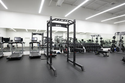 SFE Commercial Squat Rack w/ Safety Bars, J-Hooks & Weight Storage