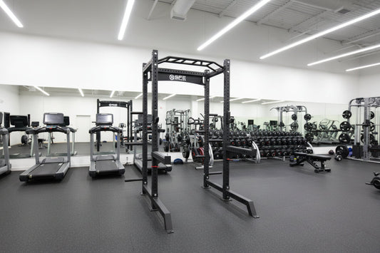 SFE Commercial Squat Rack w/ Safety Bars, J-Hooks & Weight Storage