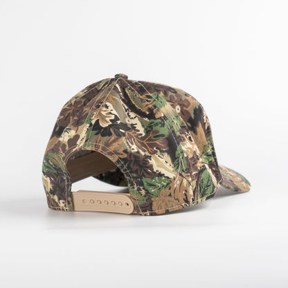 Buscadero Motorcycles 'Red Barrel' 5 Panel Mid Profile Mesh Trucker Hat - Camo