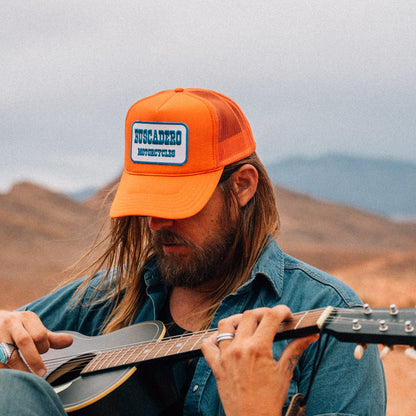 Buscadero Motorcycles 'Blue Barrel’ Foam Trucker Hat - Orange