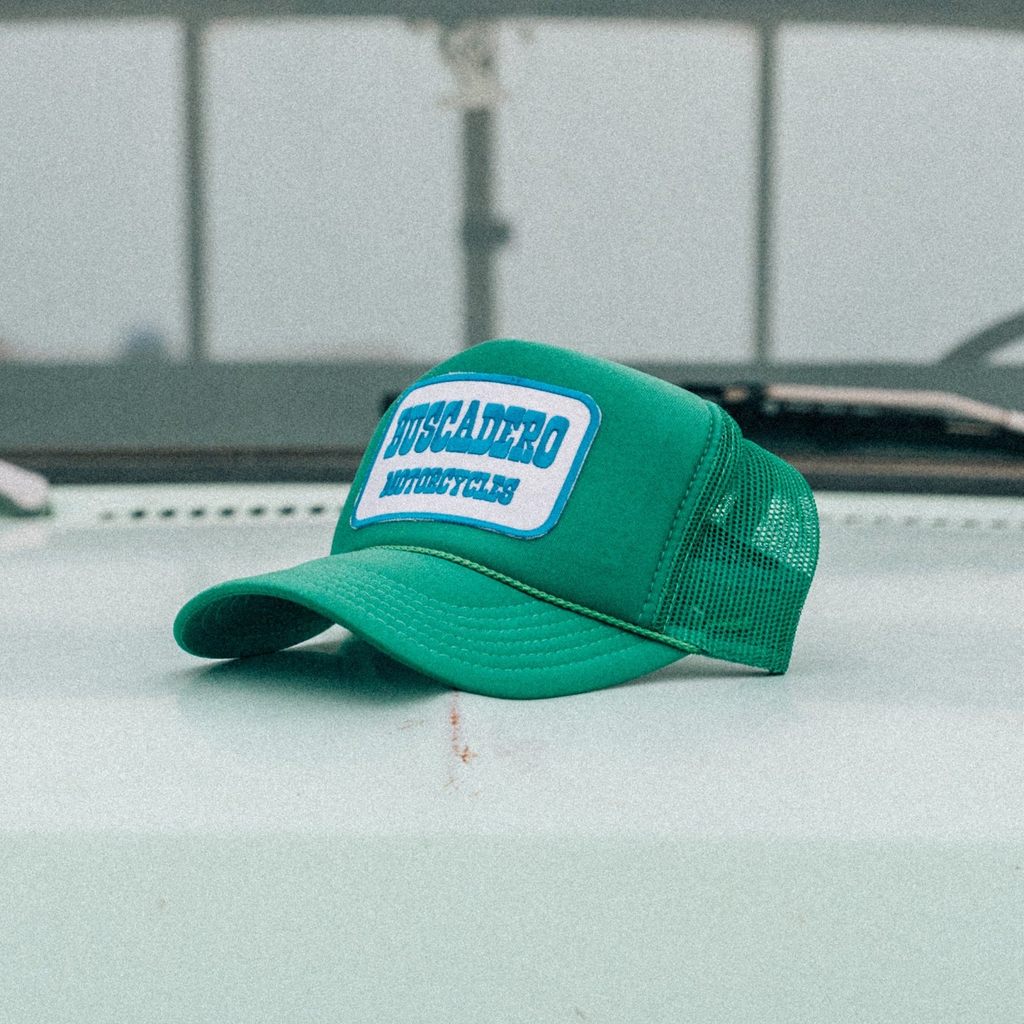 Buscadero Motorcycles 'Blue Barrel’ Foam Trucker Hat - Green
