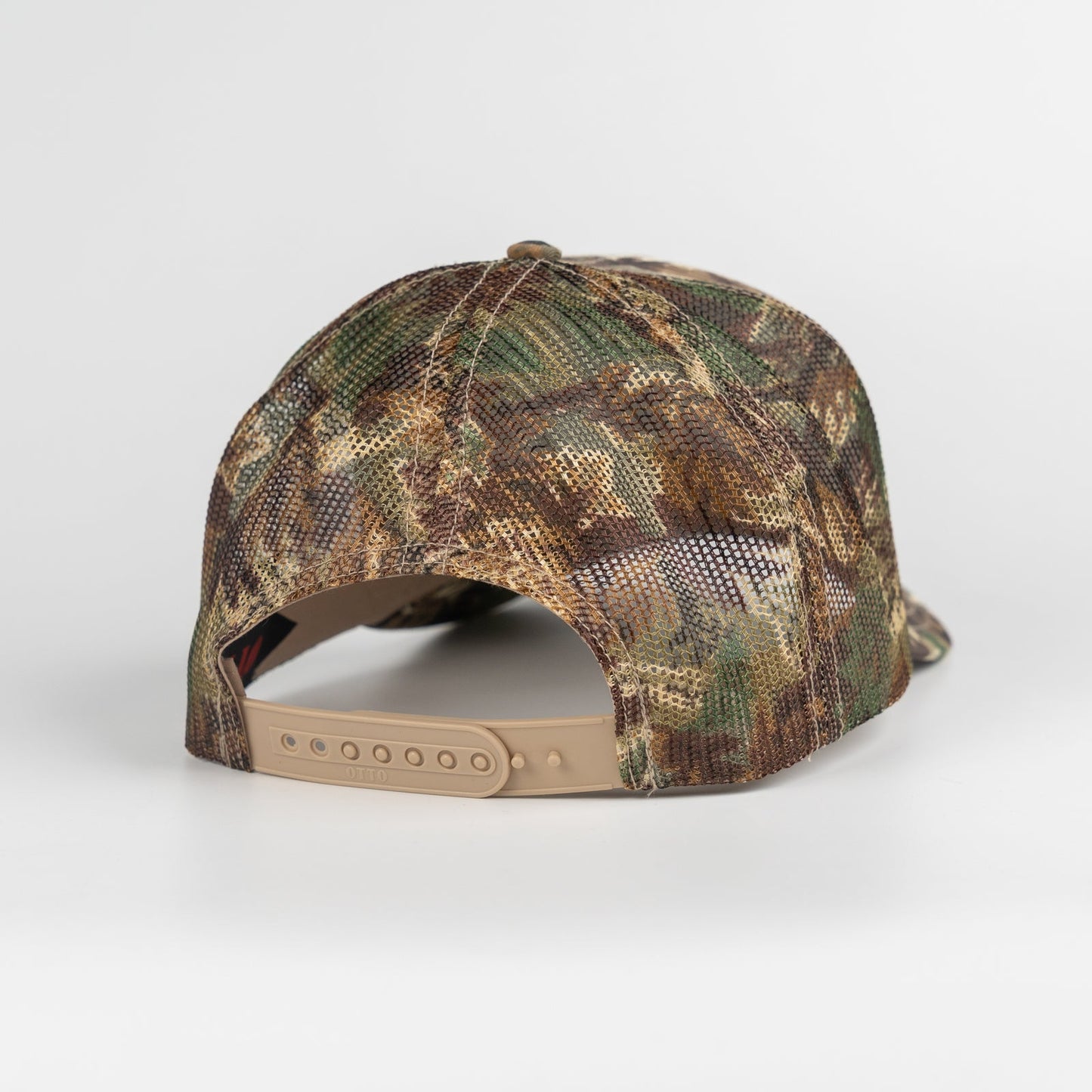 Buscadero Motorcycles 'Blue Barrel' 5 Panel Mid Profile Mesh Trucker Hat - Camo