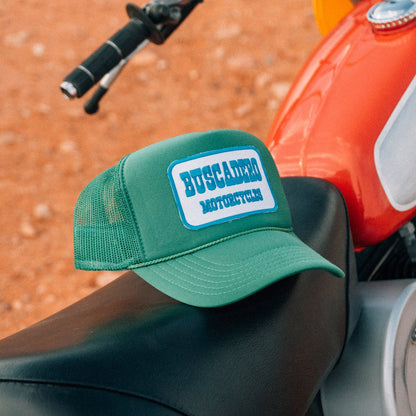 Buscadero Motorcycles 'Blue Barrel’ Foam Trucker Hat - Green
