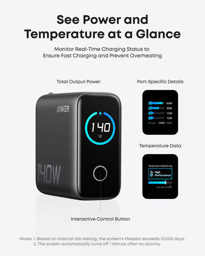 Anker Charger (140W, 4-Port, PD 3.1) with USB-C Cable - Mann