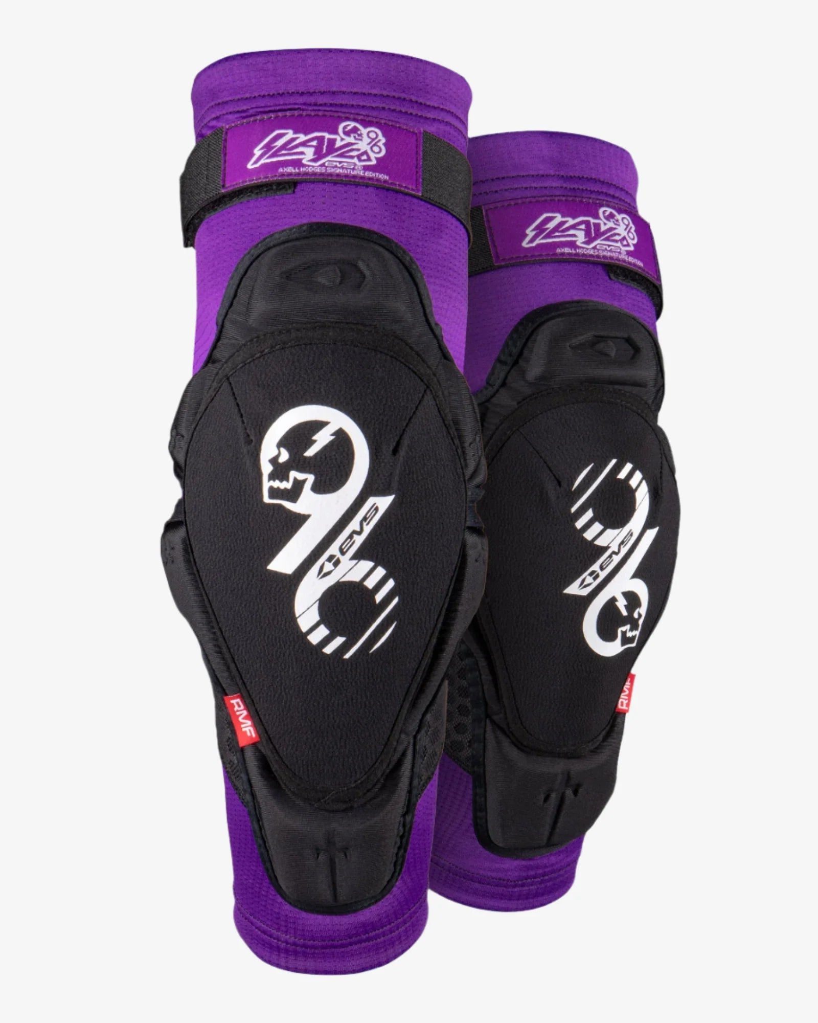 EVS Slayco youth knee pads in black and purple, durable protective gear for kids