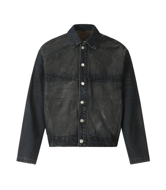 UNDEVELOPED Noir Patchwork Waxed Denim Jacket
