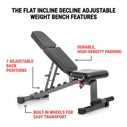 XMARK Ox Series Adjustable Flat, Incline, Decline (FID) Weight Bench