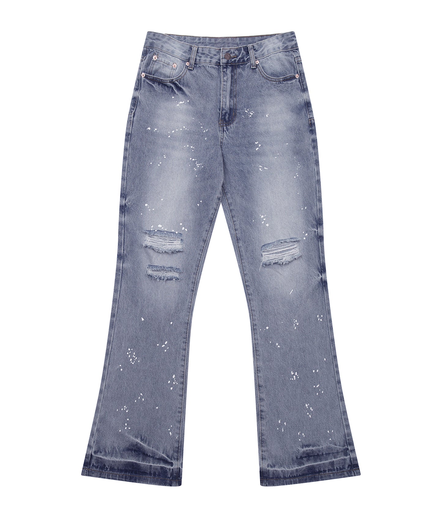 UNDEVELOPED Azul Distressed Split Flare Denim