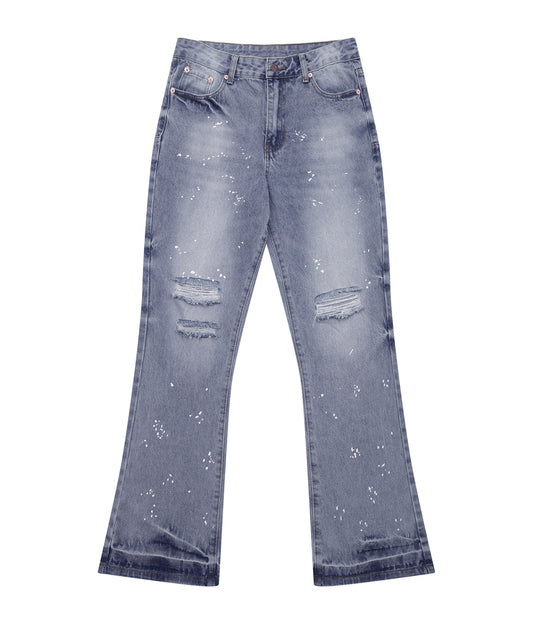 UNDEVELOPED Azul Distressed Split Flare Denim
