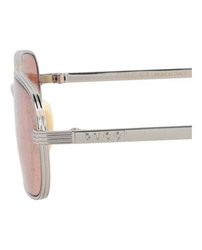 Gucci Square-Frame Metal Sunglasses 'Rose'