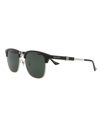 Gucci Square-Frame Metal Sunglasses 'Black/Green'