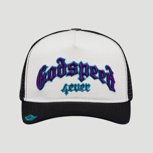 Godspeed Forever Trucker Hat (White/Black/Purple)