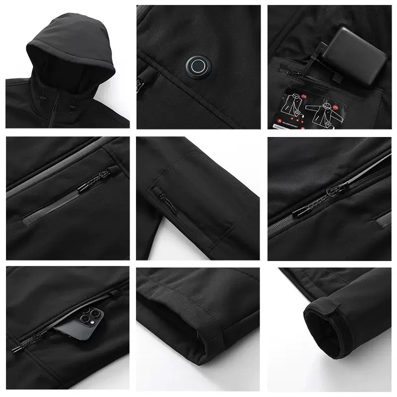 LITEGUEST 10-Zone Softshell Heated Jacket – USB Winter Jacket - Mann