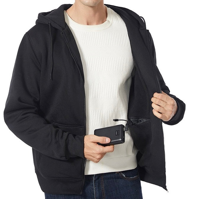 LITEGUEST 5-Zone USB Heated Hoodie Heated Zip-up Hooded Sweatshirt - Mann