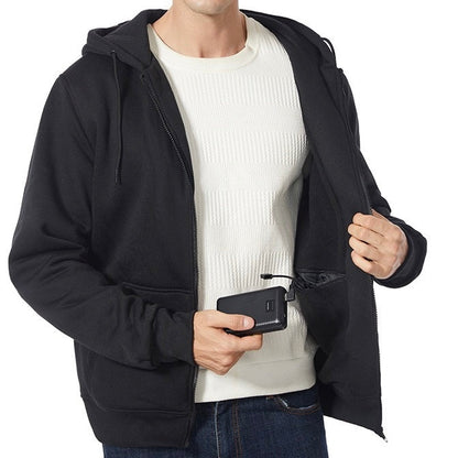 LITEGUEST 5-Zone USB Heated Hoodie Heated Zip-up Hooded Sweatshirt - Mann