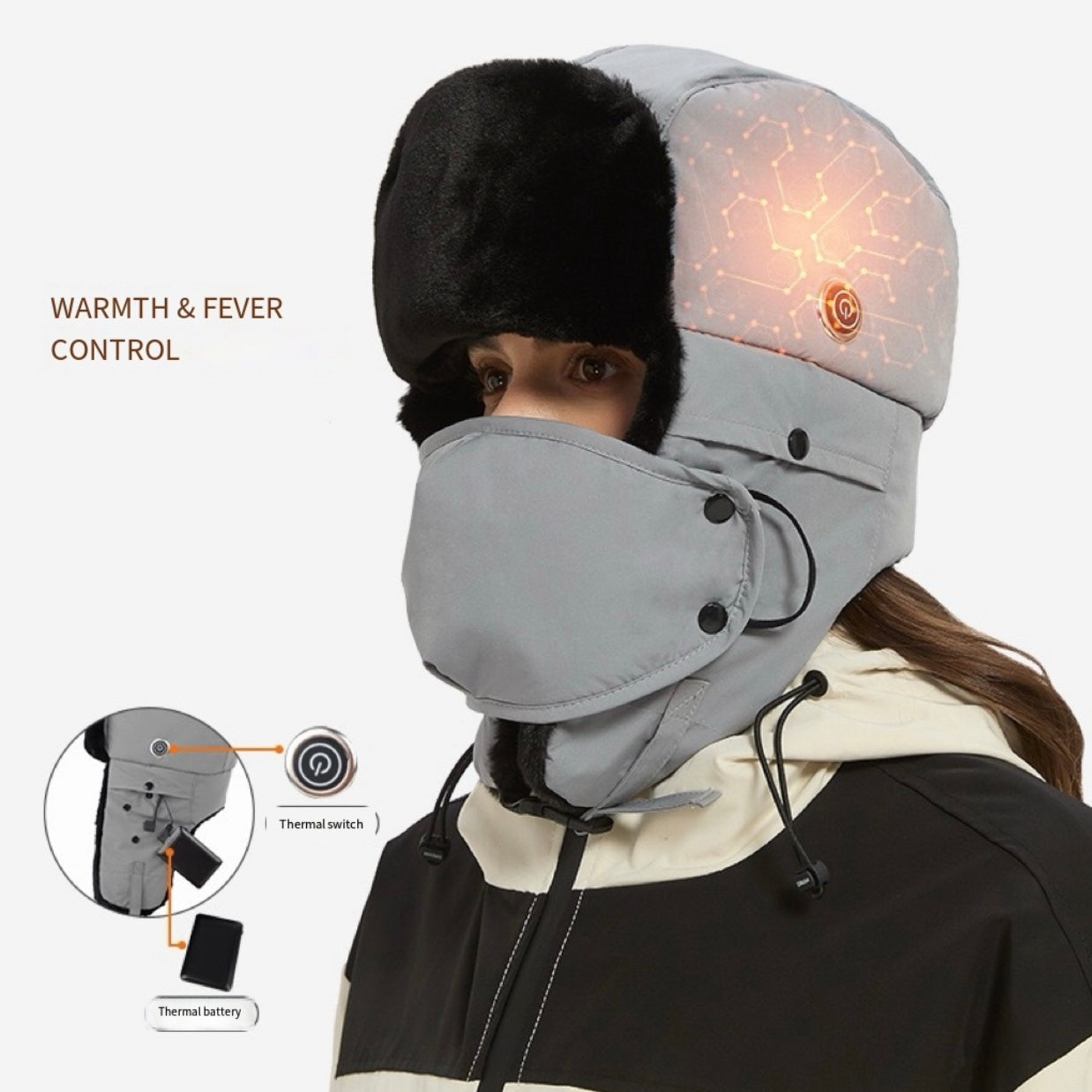 LITEGUEST Heated Trapper Hat – USB Rechargeable Winter Hat for Outdoor - Mann