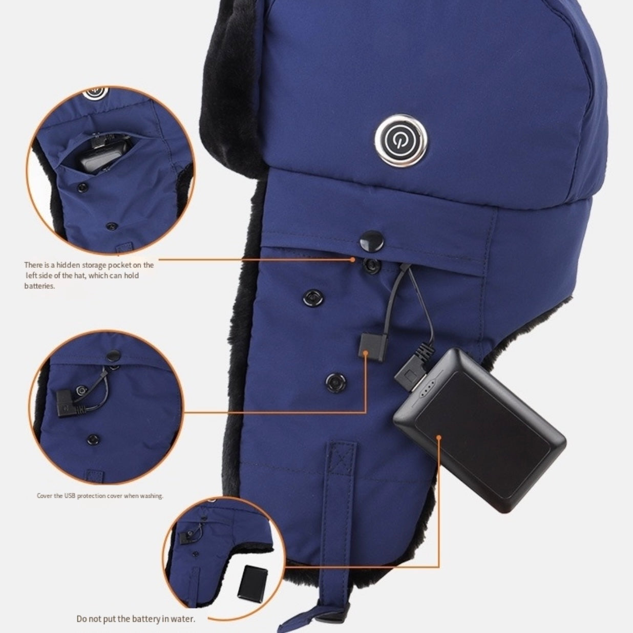 LITEGUEST Heated Trapper Hat – USB Rechargeable Winter Hat for Outdoor - Mann